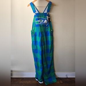 NWT! FOCO, Seahawks Overalls, Throwback Blue/Green, Size Medium (Unisex Sizing)
